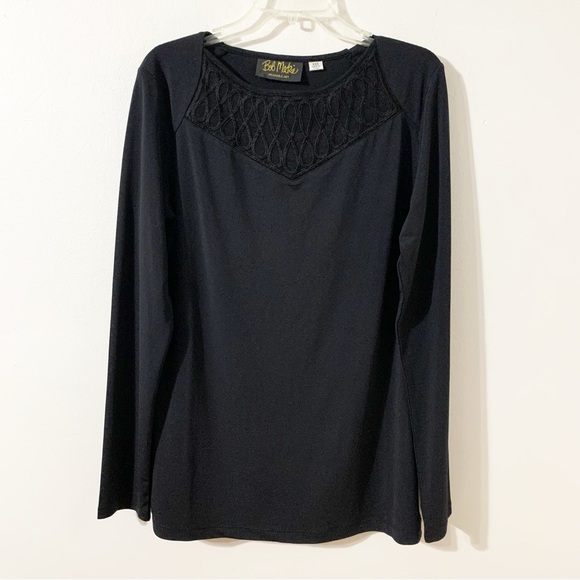 Bob Mackie Wearable Art Long Sleeve Rounded Neckline Mesh Panel / Ribbon Design - Picture 1 of 9